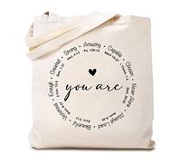TSIIUO Women's You are Inspiration Canvas Tote Bag Funny Bible Verse Cute Graphic Reusable Shopping Canvas Bag, White