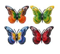 Tsilin 4 Pcs Metal Butterflies Garden Decor,Double Layered Butterfly Statues Wall Art Decor Hanging Ornament for Outdoor Backyard Porch Patio Fence Home Decortions