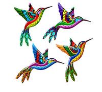 Tsilin 4 Pcs Metal Hummingbird Wall Decor Art, Colorful Birds Sculpture Hanging Garden Metal Hummingbird Statues For Indoor Outdoor Backyard Living Room Bedroom Porch Patio Fence Decor