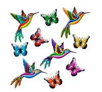 Tsilin Metal Garden Decor Set With 4 Pcs Metal Hummingbirds 6 Pcs Metal Butterflies Statues Wall Decor Wall Art Hanging Sculptures For Home Bedroom Outdoor Backyard Porch Tree Fence Decorations