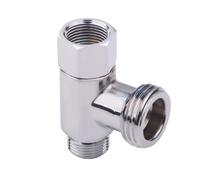 Tsinghwang 3-way 3/8" x 1/2" Tee Adapter Brass 3/8" Water Line T Fitting Brushed Nickel Connector,Angle Stop Add-A-Tee Valve (1 PACK)
