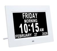 TSITSC 7 Inch Dementia Clock Extra Large Day and Date Time Clocks Gifts for Seniors Elderly Impaired Vision Memory Loss 12 Alarm Reminders + Auto-Dimming