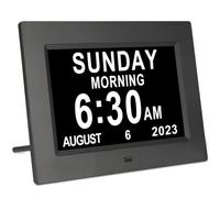 TSITSC 7 Inch Digital Day of The Week Clock Extra Large Non-Abbreviated Dementia Day and Date Time Clocks for Seniors Elderly Impaired Vision Memory Loss 12 Alarm Reminders + Auto-Dimming
