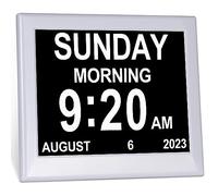 TSITSC Dementia Clock, 8" Day Date Time Calendar for Seniors Elderly Digital Calendar Digital Day Clock with 12 Alarms + Auto-Dimming for Impaired Vision Memory Loss Patients (White)