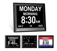 TSITSC Dementia Clock, 8" Day Date Time Clock for Seniors Elderly with 12 Alarms + Auto-Dimming Digital Calendar Impaired Vision Memory Loss for Seniors Elderly Patients (Black)
