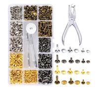 Tskcvy Leather Rivet Kit,180 Sets Double Cap Rivets Tubular,4 Colors 3 Sizes Leather Rivets and Snaps,for Thin Leather, Jacket