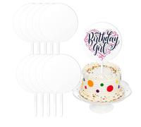 TSKDKIT 10 Pcs Acrylic Cake Toppers Blank Clear Cake Toppers DIY Craft Round Cake Topper 10cm Blank Cake Topper Decorating for Birthday Party Wedding Decor etc