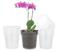 TSKDKIT 10pcs Clear Flower Pots Transparent Plant Pot Small Plastic Nursery Pots Planters 11.5cm Plastic Plant Seed Pot with Hole, Orchid Plant Pot for Indoor Outdoor Garden Balcony etc