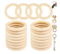 TSKDKIT 20pcs Wood Rings for Macrame, Natural Wood Hoops, DIY Craft Supply, Curtain Rings, Jewelry Making, Decorative Ornaments, Furniture Decoration
