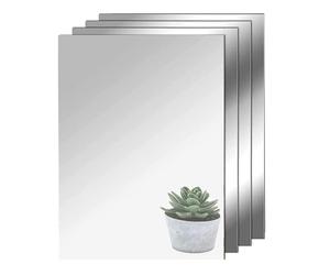 TSKDKIT 4Pcs Self Adhesive Mirrors Sheets A4 Thickened Acrylic Mirror Tiles Adhesive 2mm Stick on Wall Mirror Large High Clear Mirror for Bathroom, Bedroom, Door etc