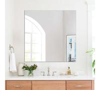 TSKDKIT 50x50 cm Stick-on Mirror for Wall - 2.5mm Acrylic Self-adhesive Square Tiles for Bathroom, Bedroom, Home Decor