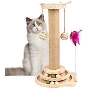 TSKDKIT Scratching Posts for Indoor Cats, 2-in-1 Tall Cat Scratching Post with Interactive Wooden Ball Toy, Kitten Enrichment Toys Wooden Rolling Ball Track Toy (Tall 45cm)