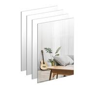 TSKDKIT Stick On Mirror 4pcs 30 x 21cm Self Adhesive Wall Mirror HD Glass Mirrors Stick On Mirrors for Wardrobe Doors, Wall, Bathroom, Bedroom