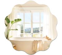 TSKDKIT Wall Mirror 30 cm Stick On Mirror for Walls, Self Adhesive Frameless HD Glass Mirrors Wavy Mirrors for Bathroom, Hallway, Bedroom