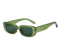 Tskestvy Retro Rectangle Sunglasses for Women Men Square 90s Y2K Trendy Cool Glasses Fashion Aesthetic Thin Accessories, Olive Green Frame, Green Lenses, One size