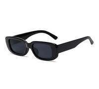 Tskestvy Retro Rectangle Sunglasses for Women Men Square 90s Y2K Trendy Cool Glasses Fashion Aesthetic Thin Accessories, Black Frame, Black Lenses, One size