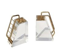 TSKIQQLQ Shelf Decor Modern Creative Metal Step Crystal Bookends for Heavy Books Sturdy Holder for Office Decorations For Work