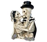 TSKIQQLQ Table Centerpieces for Dining Room Gothic Wedding Skeleton Bride And Groom Couple Statue For Halloween Party Decorations Or Scary DéCor Figurines dining table centerpiece decor