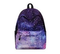 Tskybag Galaxy School Bag Backpack,Unisex Galaxy School Backpack Canvas Rucksack Laptop Book Bag Satchel Hiking Bag (Purple)