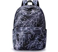 Tskybag Galaxy School Bag Backpack,Unisex Galaxy School Backpack Canvas Rucksack Laptop Book Bag Satchel Hiking Bag (Lightning-Black)
