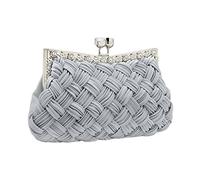 Tskybag Ladies Girls Womens Evening Clutch Bags Wedding Bridal Braided Rhinestone Purse Handbag (B-Grey)