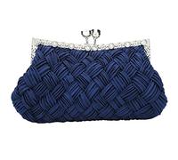 Tskybag Ladies Girls Womens Evening Clutch Bags Wedding Bridal Braided Rhinestone Purse Handbag (B-Navy Blue)