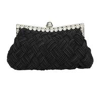 Tskybag Ladies Girls Womens Evening Clutch Bags Wedding Bridal Braided Rhinestone Purse Handbag (Black)