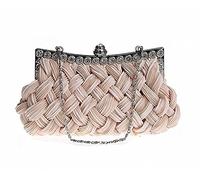 Tskybag Ladies Girls Womens Evening Clutch Bags Wedding Bridal Braided Rhinestone Purse Handbag (Champagne-1)