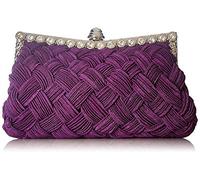 Tskybag Ladies Girls Womens Evening Clutch Bags Wedding Bridal Braided Rhinestone Purse Handbag (Purple)