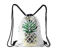 Tskybag Mermaid Sequin Bag Drawstring Sequins Backpack Gym Bag Glitter Mermaid Backpacks Magic Dance Bags for Women Girls Teens (Pineapple)