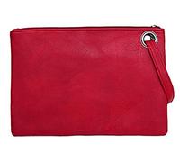 Tskybag Oversized Clutch Bag Purse, Womens Large Pu leather Evening Wristlet Handbag (Red)