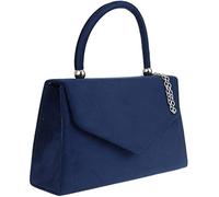 Tskybag Women's Navy Blue Elegant Faux Suede Envelope Clutch Bag, Top Handle & Chain Strap, Perfect for Prom & Parties, Size: 24.5 x 14 x 7 cm