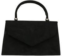 Tskybag Women's Top Handle Faux Suede Envelope Clutch Bag - Black, 24.5 x 14 x 7 cm