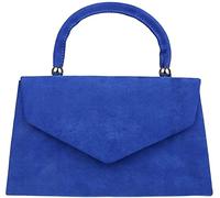 Tskybag Women's Top Handle Faux Suede Envelope Clutch Bag Wedding Suede Handbags Party Prom Clutch Bag Elegant Clutch (Royal Blue)