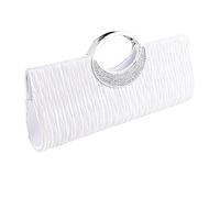 Tskybag Womens Tote Bag Ladies Crystal Diamante Clutch Purse Bridal Wedding Evening Party Handbag Black White Silver Wallet (White)