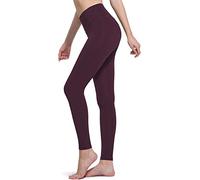 TSLA High Waist Yoga Pants Trousers, Tummy Control Leggings, Non See-Through 4 Way Stretch Workout Running Tights, Basic Dark Plum, XXL