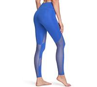 TSLA High Waist Yoga Pants Trousers, Tummy Control Leggings, Non See-Through 4 Way Stretch Workout Running Tights, Mesh Trousers Dusty Blue, L