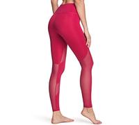 TSLA High Waist Yoga Pants Trousers, Tummy Control Leggings, Non See-Through 4 Way Stretch Workout Running Tights, Mesh Trousers Cherry, M