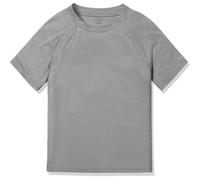 TSLA UPF 50+ Youth Kids Rash Guard Short Sleeve, UV/SPF Surf Swim Shirt, Aqua Water Swimsuit Top, Swim Shirt Light Grey, 6