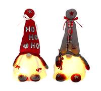 TSLBW 2 Pcs Christmas Gnome Plush Swedish Gnome Decoration with Light Faceless Doll Knitted Xmas Gonk Dwarf Elf Figurines Tabletop Decoration Holiday Table Ornament Presents (Battery not Included)