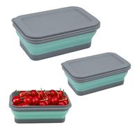 TSLBW 2 Pcs Collapsible Washing Up Bowl, Portable Camping Bowl with Lid Food Storage Outdoor Tableware Folding Lunch Box Portable Salad Bowl for Outdoor Travel Camping Hiking Caravan (Blue A)