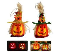TSLBW 2 Pcs Halloween Foam Pumpkin Lantern Jack Pumpkin Flashing Lantern Light Up Decoration Haunted House Decorative Props Garden Decor Halloween Party Supplies (A)