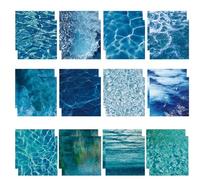 TSLBW 24 Sheets A4 Blue Patterned Scrapbook Paper Decorative Craft Paper Decoupage Scrapbooking Supplies Accessories Journaling DIY Card Making Kids Adults Girls Women Photo Album