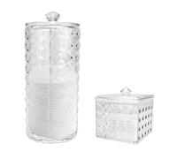 TSLBW 2Pcs Acrylic Cotton Pads Holder Makeup Pads Container Organizer Plastic Bathroom Jar Cosmetics Storage Box Cotton Ball and Swab Holder with lid for Cotton Balls,Swabs,Q-Tips,Cotton Pad