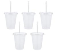 TSLBW 5 Pcs Reusable Plastic Cup Drinkware Tumblers Acrylic Cups Tumblers with Lids and Straws Plastic Bulk Iced Plastic Cold Water Tumblers Iced Coffee Cups Travel Mug Party Tumbler