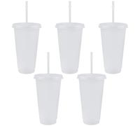 TSLBW 5 Pcs Reusable Plastic Cup Drinkware Tumblers Acrylic Cups Tumblers with Lids and Straws Plastic Bulk Iced Plastic Cold Water Tumblers Iced Coffee Cups Travel Mug Party Tumbler