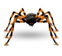 TSLBW Halloween Giant Spider 150cm Fake Spider Prop Large Realistic Spider Scary Hairy Spider Decor for Halloween Garden Graveyard Haunted House Decorations (Black and Orange)