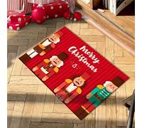 TSLBW Nutcracker Christmas Welcome Mat, Merry Christmas Decorative Doormat, Washable Non-Slip Rubber Door Mat for Indoor Outdoor, 45x75cm (Color A)