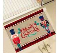 TSLBW Nutcracker Christmas Welcome Mat, Merry Christmas Decorative Doormat, Washable Non Slip Rubber Door Mat for Indoor Outdoor, 45x75cm (Color B)