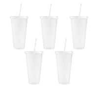 TSLBW Reusable Plastic Cup 5 Pcs Drinkware Tumblers Coloured Acrylic Cups Tumblers with Lids and Straws Plastic Bulk Iced Plastic Cold Water Tumblers Iced Coffee Cups Travel Mug Party Tumbler